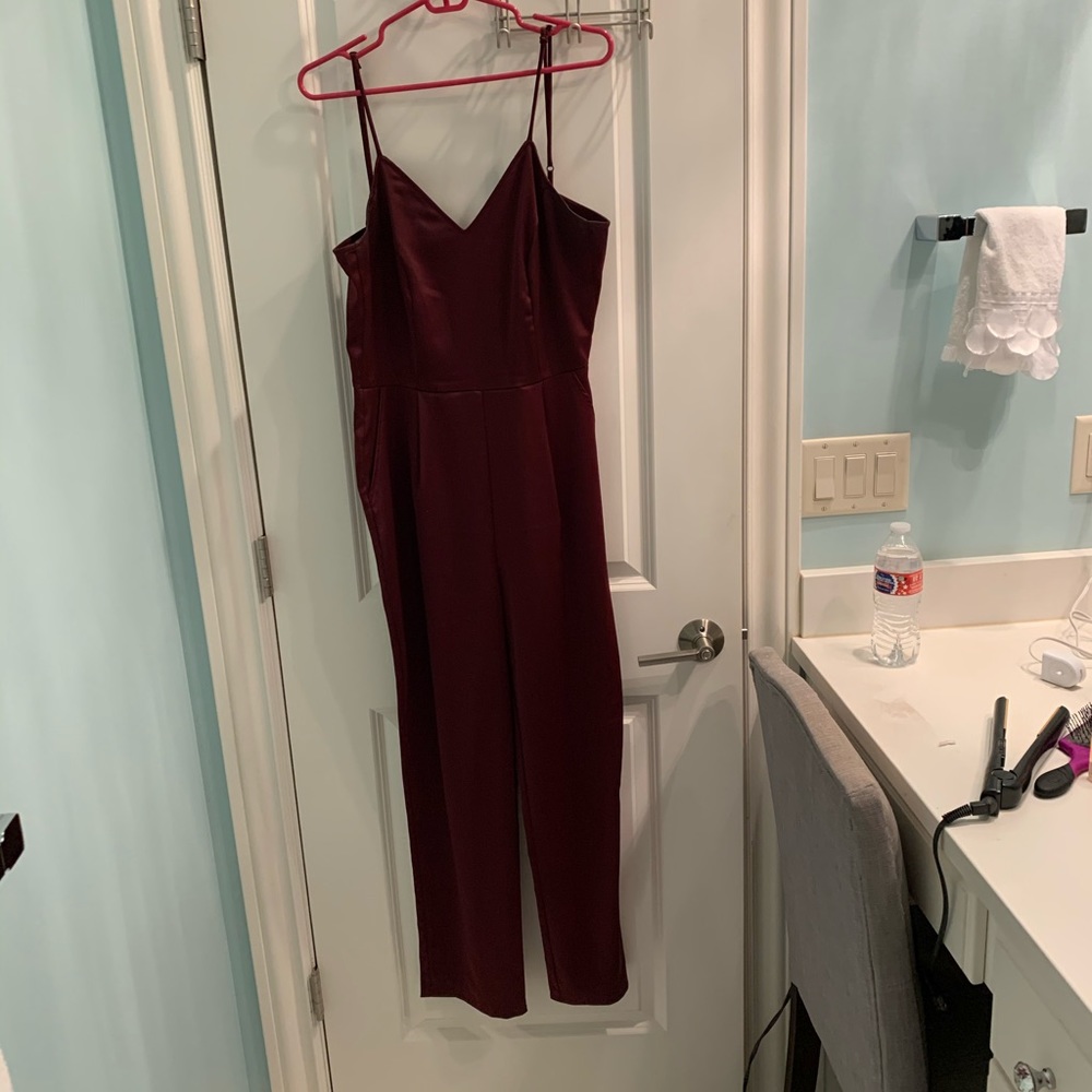 Lulus Maroon Silk jumpsuit